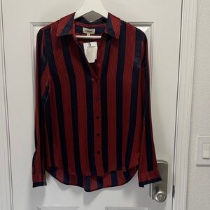 L'AGENCE Red and Indigo Striped Women’s Shirt
